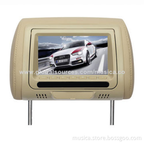 7-inch car headrest monitor pillow with USB/SD zipper cover